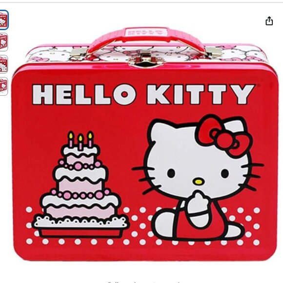 Hello Kitty Birthday Cake Embossed Metal Lunch Box & Bag, raspberry - Picture 1 of 12